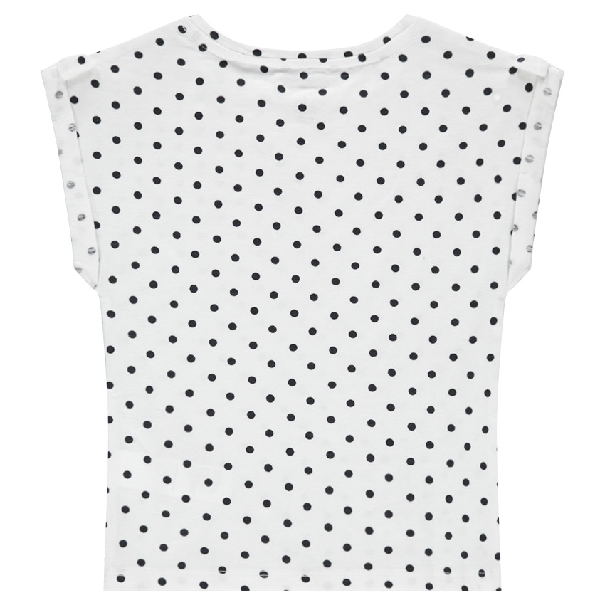 Tee-shirt manches courtes en jersey à pois all-over avec noeuds 