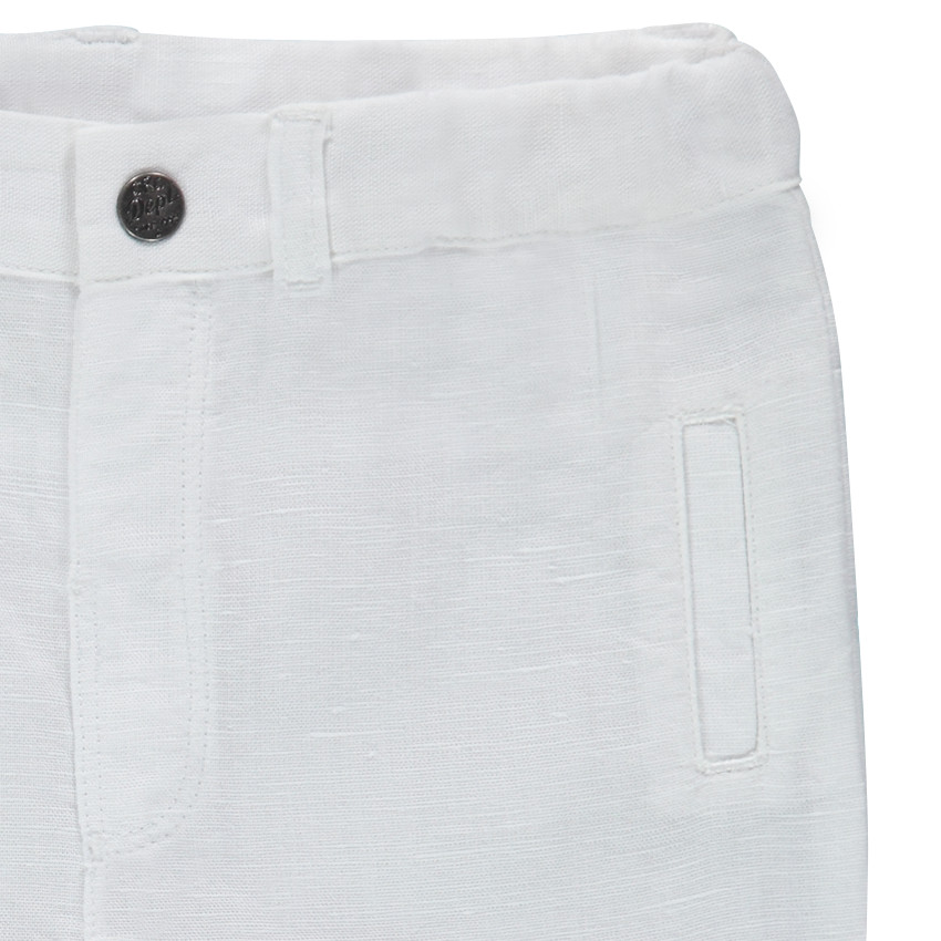 Pantalon en coton et lin uni 