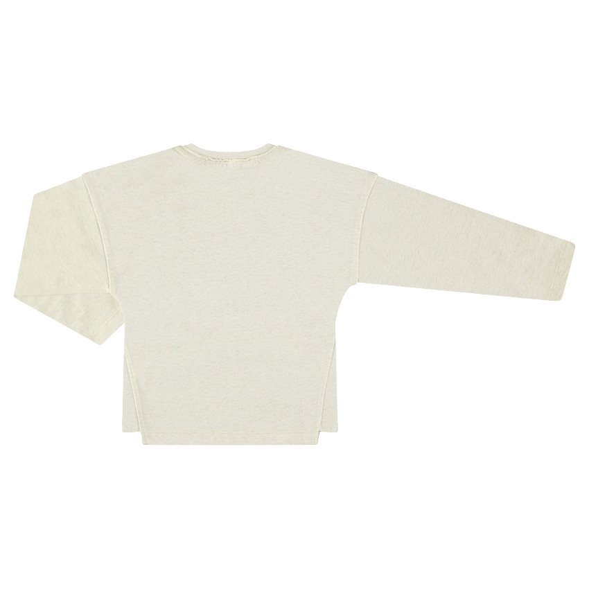 Tee-shirt manches courtes en jersey chiné avec zip et inscription printée 