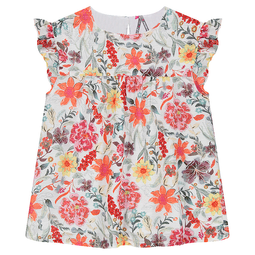 Junior - Tunique en crêpe de coton avec fleurs imprimées 