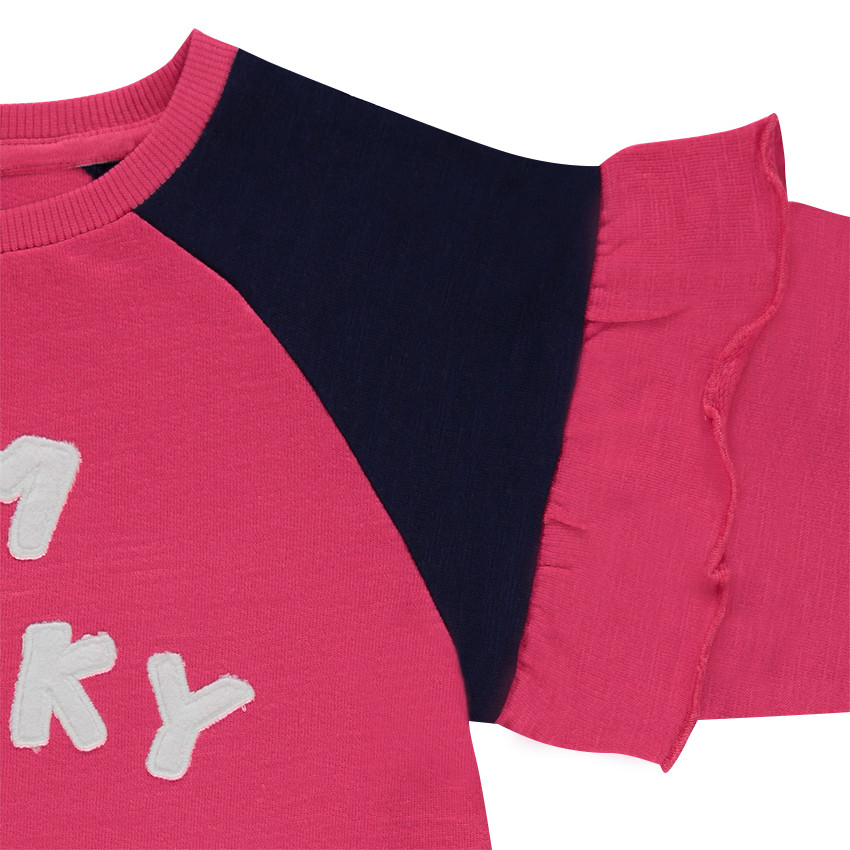 Sweat en molleton effet 2 en 1 avec volant à pois 