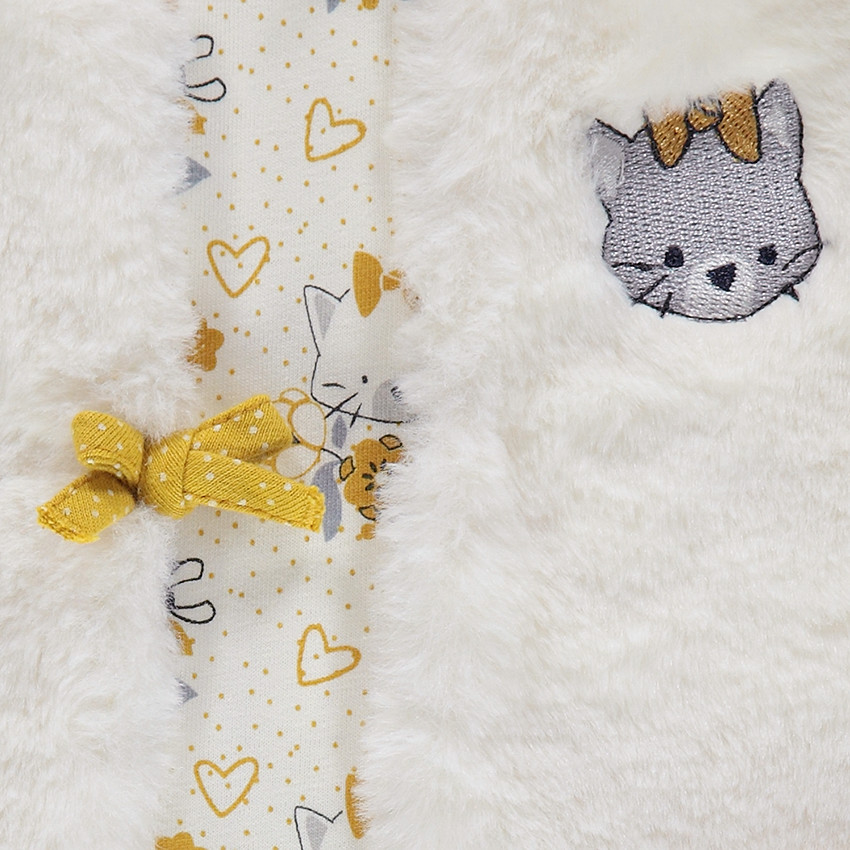 Ensemble avec tunique col Claudine, gilet sherpa et legging imprimé 