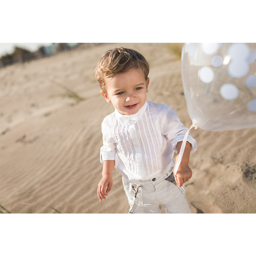 Pantalon en coton rayé avec bretelles amovibles 