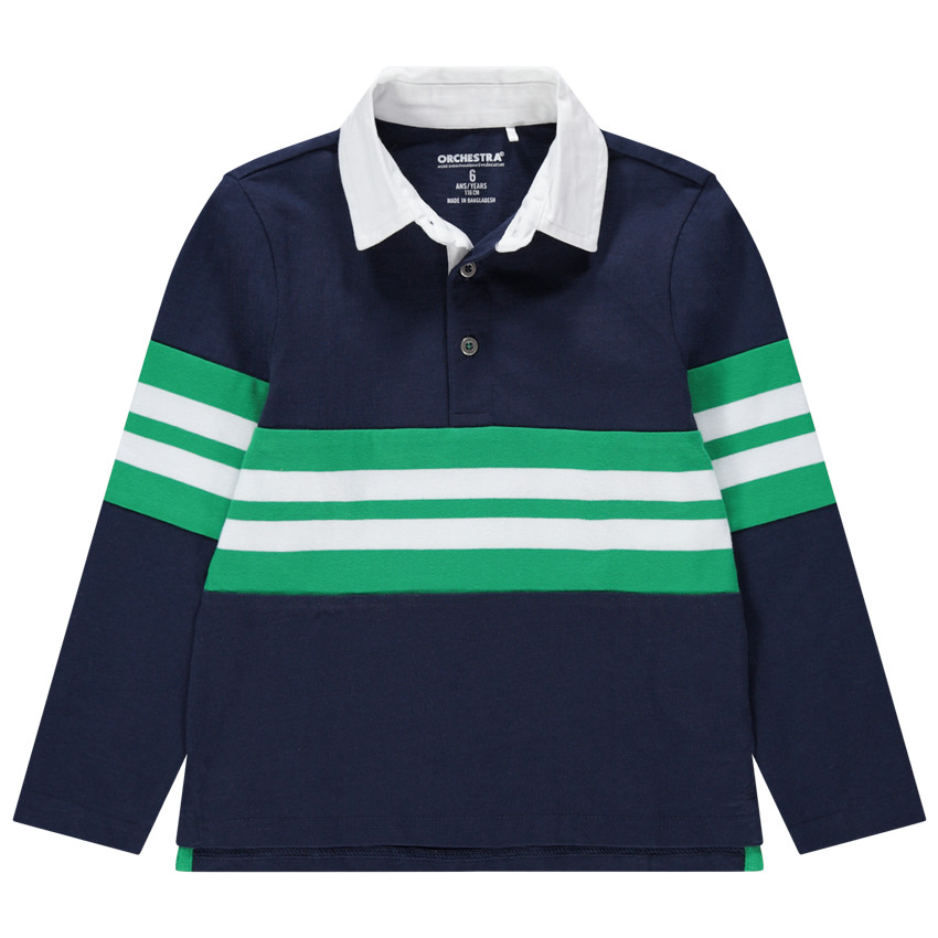 Junior - Polo manches longues en jersey à bandes contrastées 