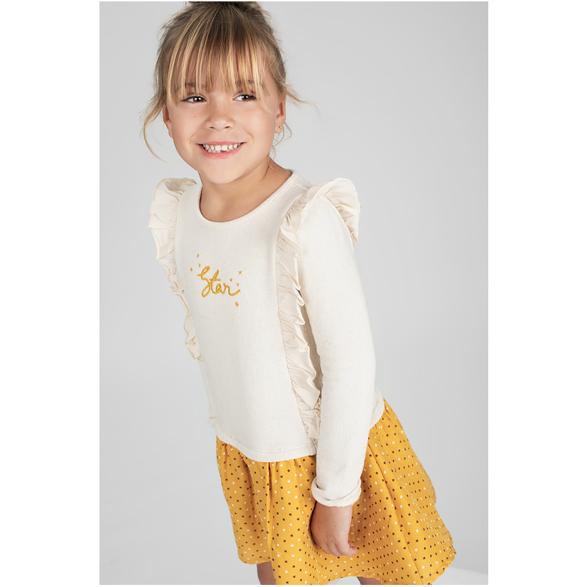 Robe en tricot effet 2 en 1 avec bas volanté imprimé pois 