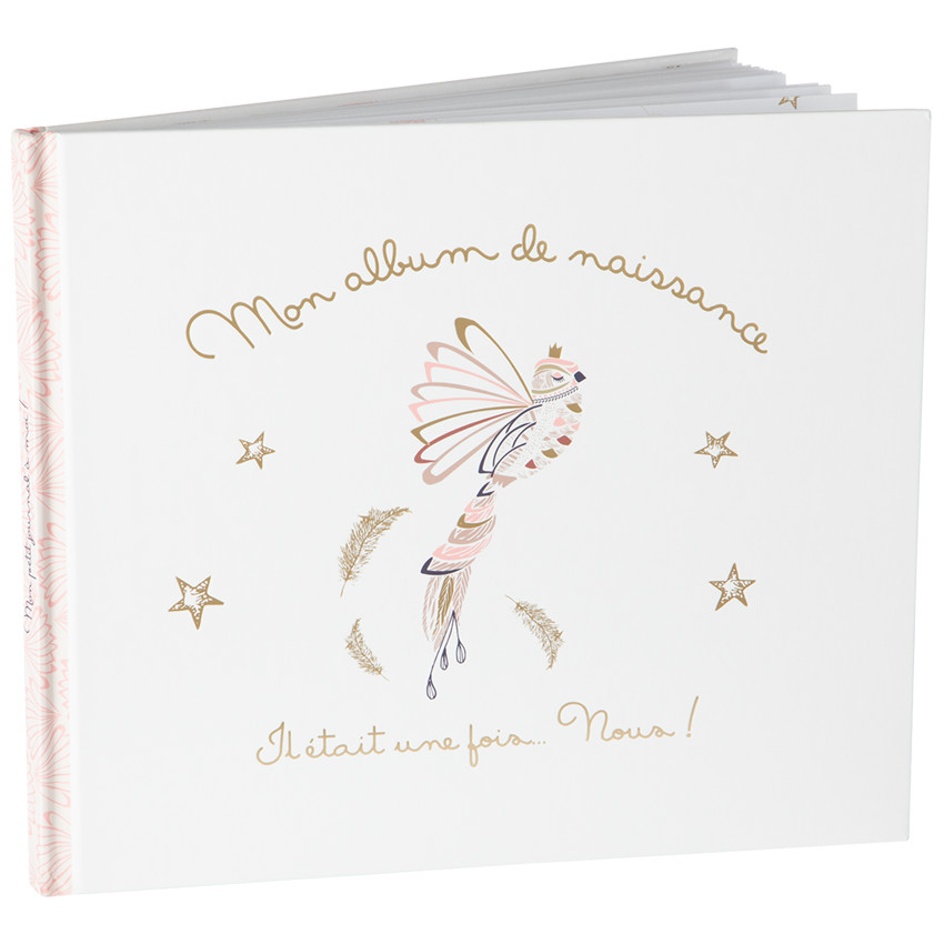 Album de naissance motif paon - Langue française 