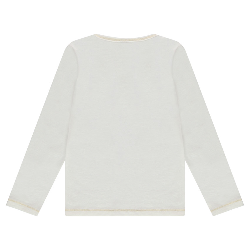 Tee-shirt manches longues en jersey avec princesse printée et pompons en relief 