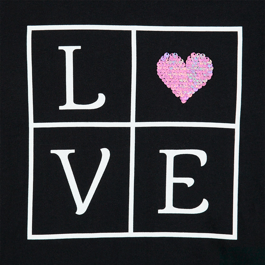 Junior - Tee-shirt manches longues avec message et coeur en sequins magiques 