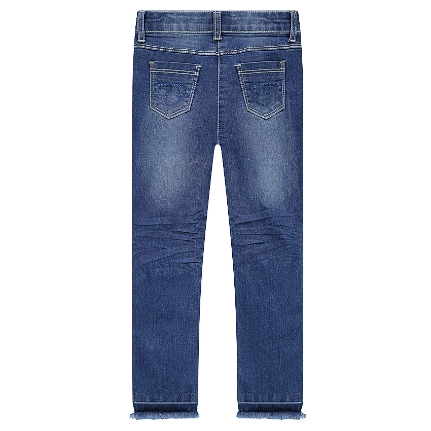 Junior - Jeans slim à patchs et franges effet used 