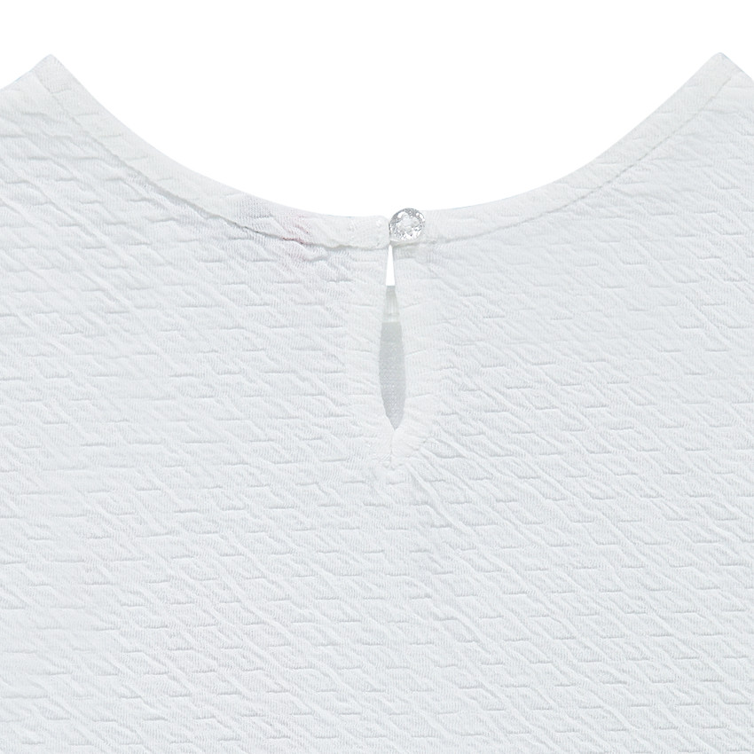 Robe manches courtes en voile de coton avec flamants roses printés 