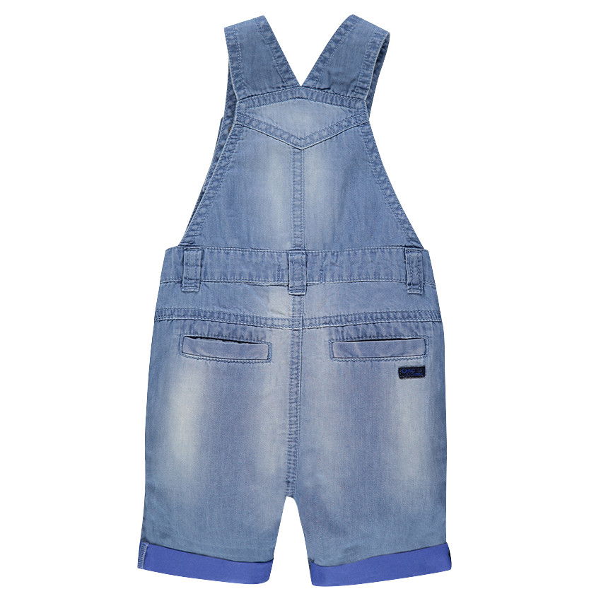 Salopette short en jeans effet used 