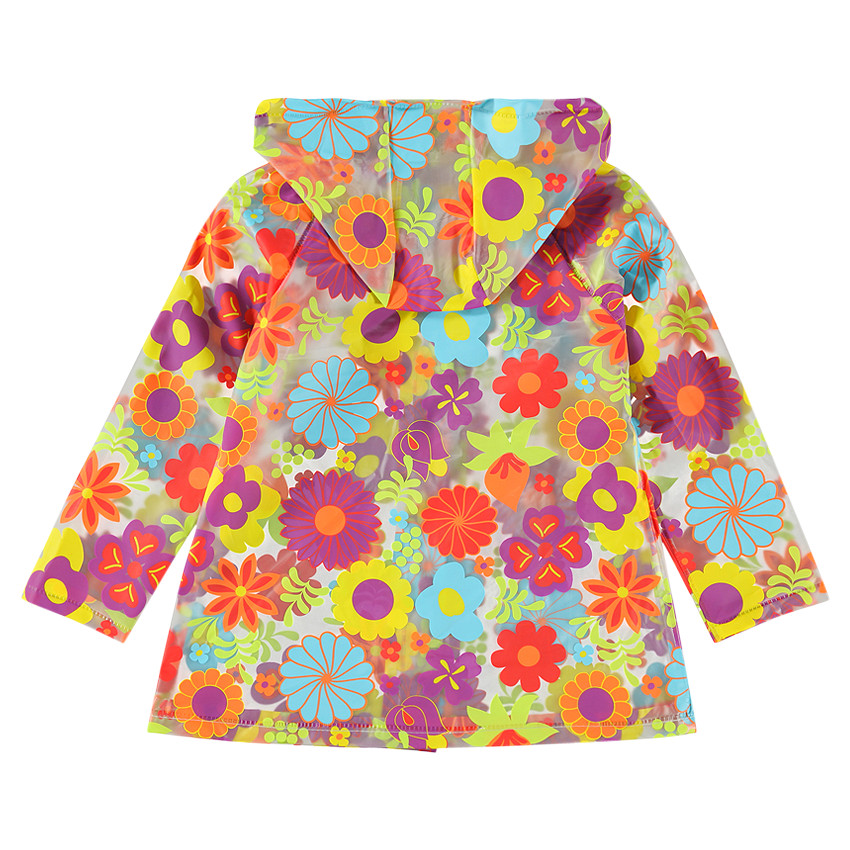 Imperméable transparent imprimé fleuri multicolore 