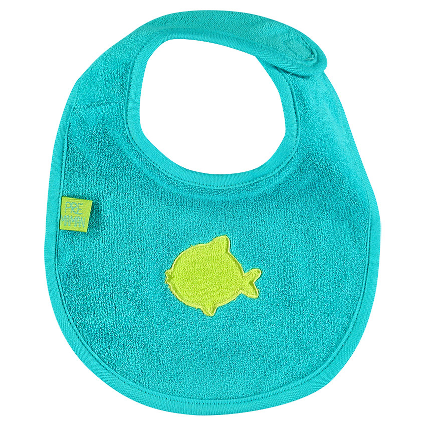 Bavoir en coton éponge à scratch avec broderie fantaisie 