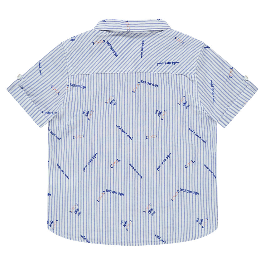 Chemise manches courtes avec rayures et inscriptions all-over 