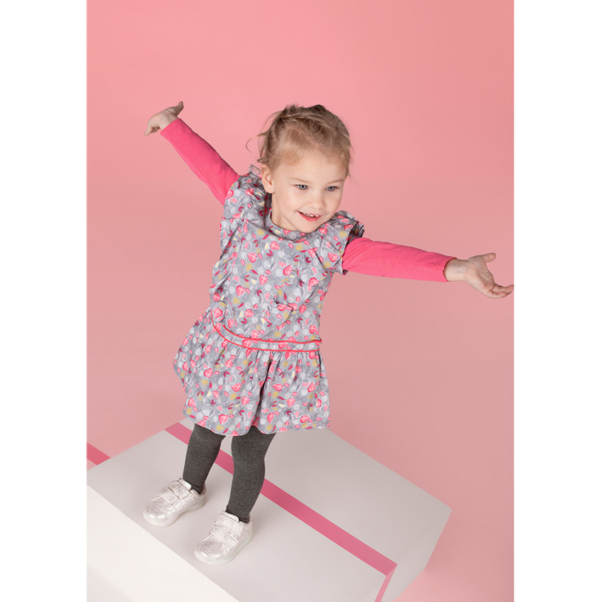 Tee-shirt manches longues rose avec print et noeud 