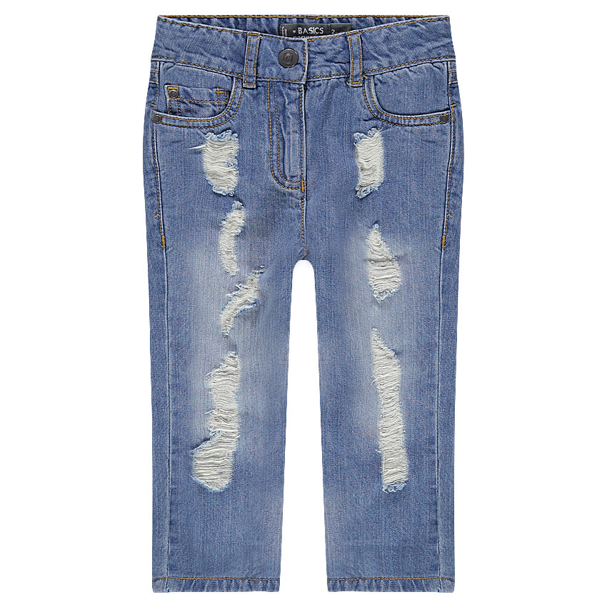 Junior - Jeans coupe boyfriend avec usures sur les jambes 