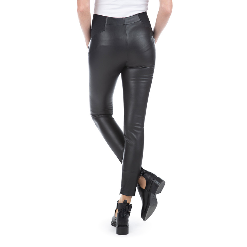 Legging de grossesse noir en simili à élastiques 