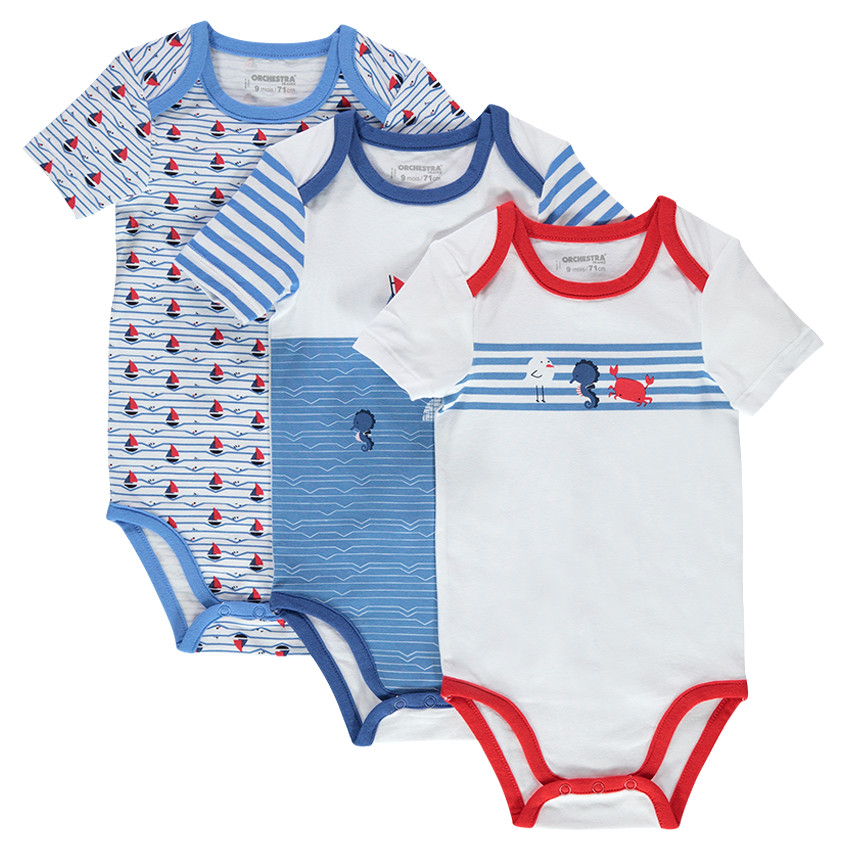 Lot de 3 bodies manches courtes en jersey printés 