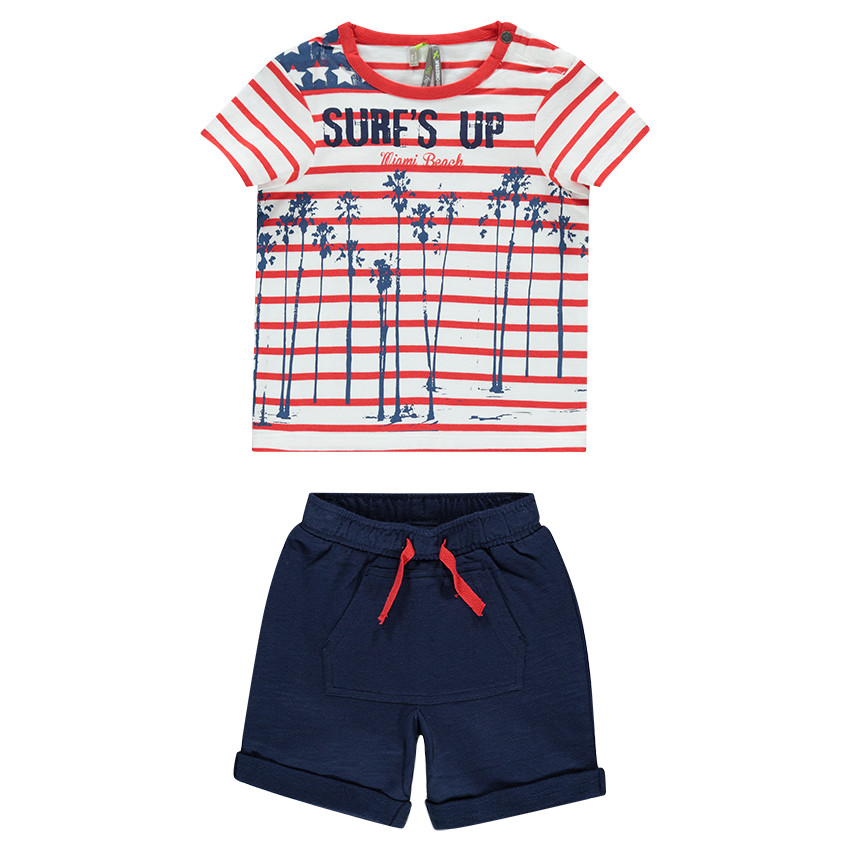 Ensemble de tee-shirt rayé et bermuda en molleton 