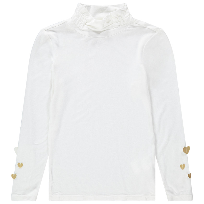 Sous-pull col cheminée à coeurs en relief 