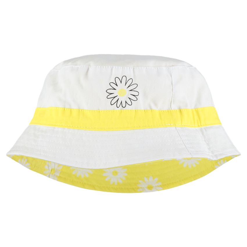 Bob réversible en coton rayé / uni à motif printé 
