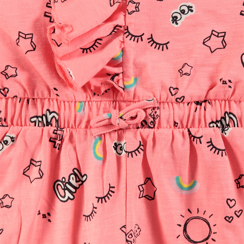 Combishort sans manches imprimée all-over à col volanté 