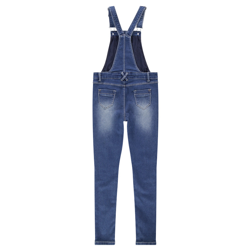 Junior - Salopette en jeans effet used doublée jersey 