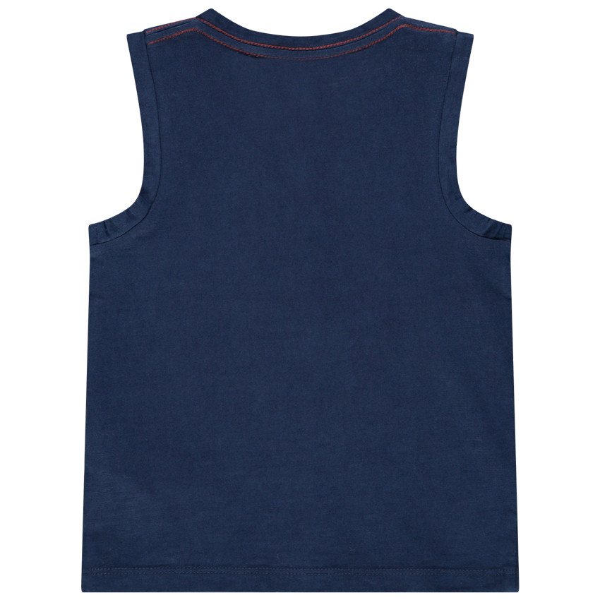 Débardeur en coton à poche et requin brodé 