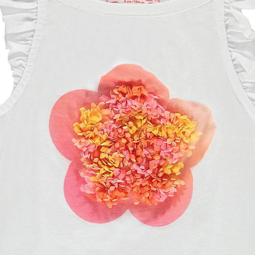 Débardeur volanté avec fleurs brodées en relief 