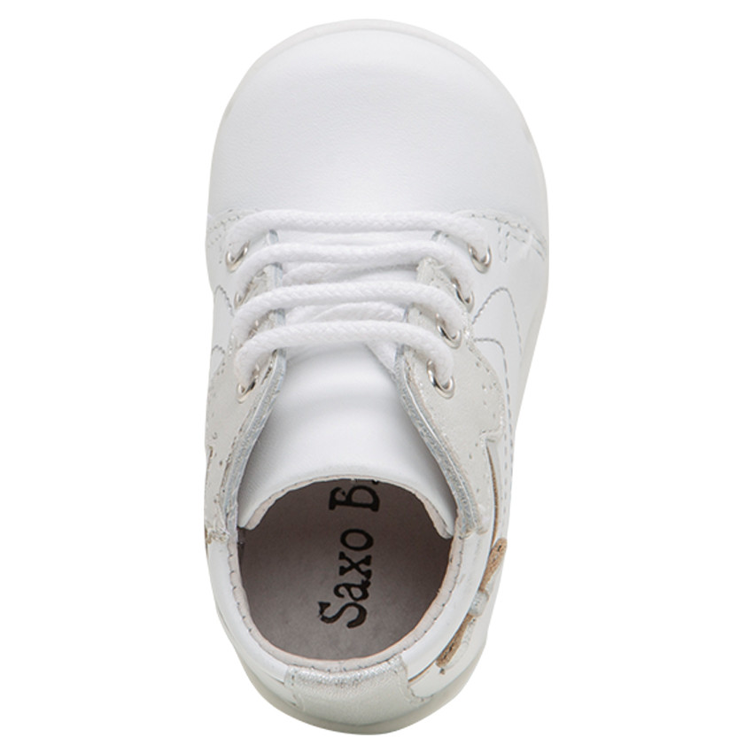 Bottillons en cuir avec empiècements argentés 