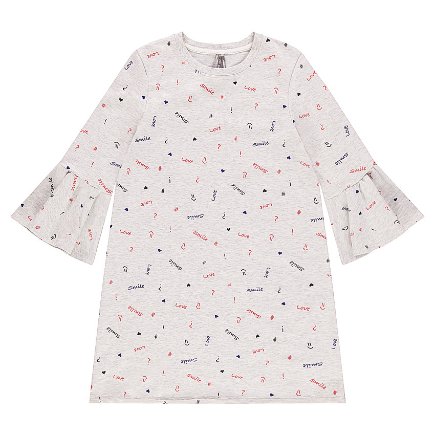 Robe en molleton avec manches volantées et mot printé 