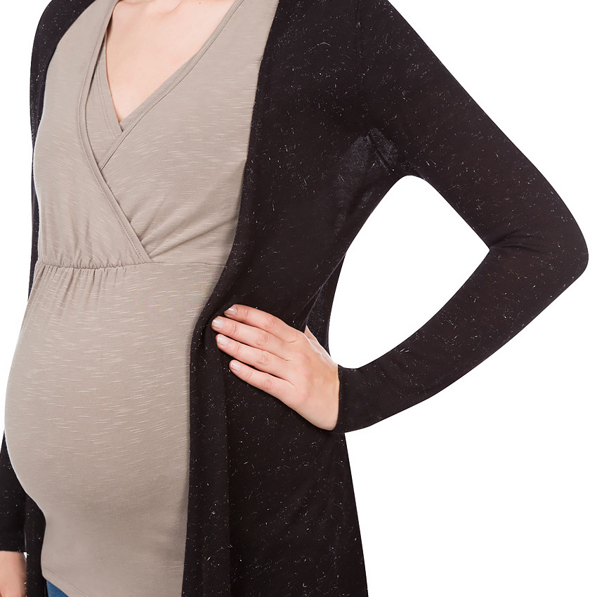 Gilet long de grossesse avec fils brillants mélangés 