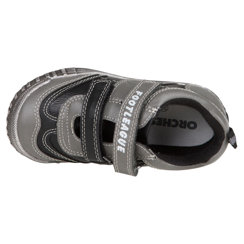 Baskets basses à scratchs aspect cuir 