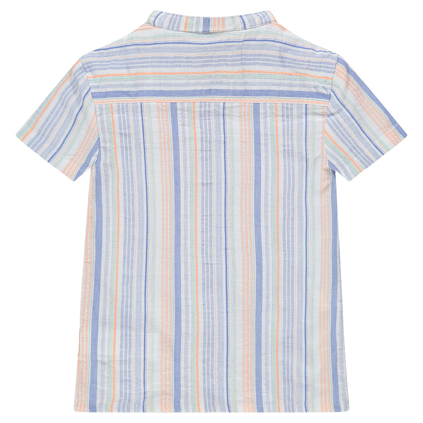 Chemise en coton à rayures all-over et badges Smiley 