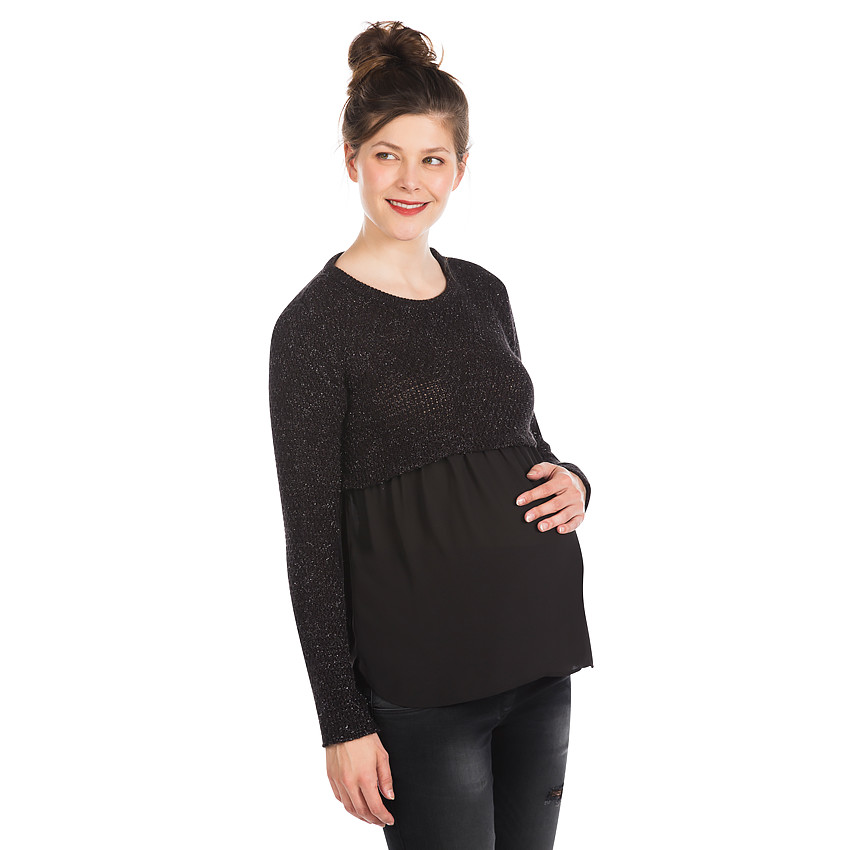 Pull de grossesse bi-matière  