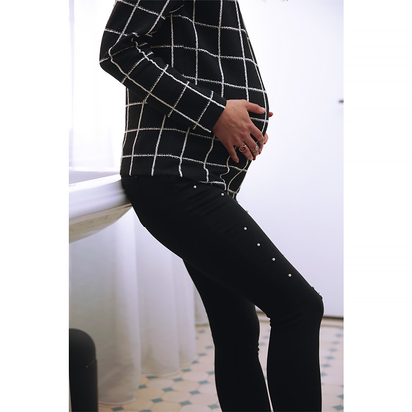 Sweat de grossesse en molleton fantaisie à carreaux  