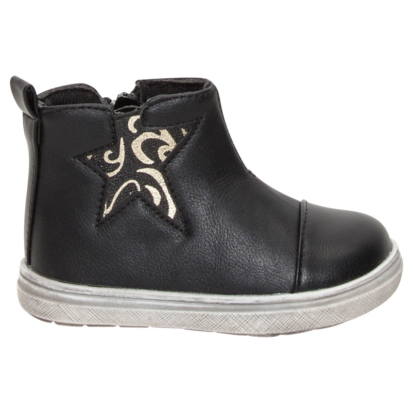 Bottillons aspect cuir avec étoile élastiquée 