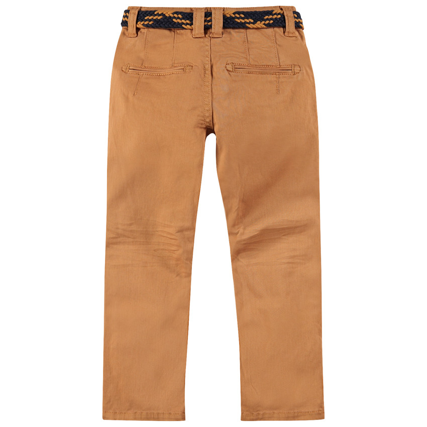 Pantalon en coton surteint avec ceinture tressée amovible 