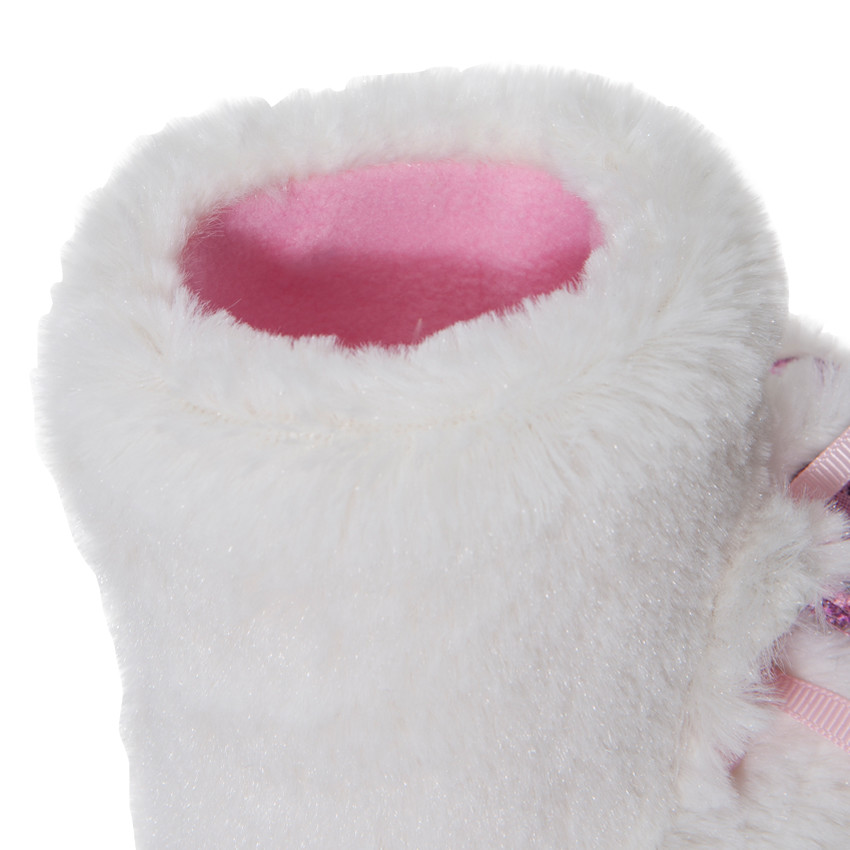 Chaussons brodés en fausse fourrure forme bottines 
