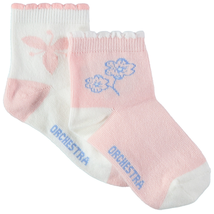 Set met 2 paar matching sokken met bloemenmotieven van jacquard 
