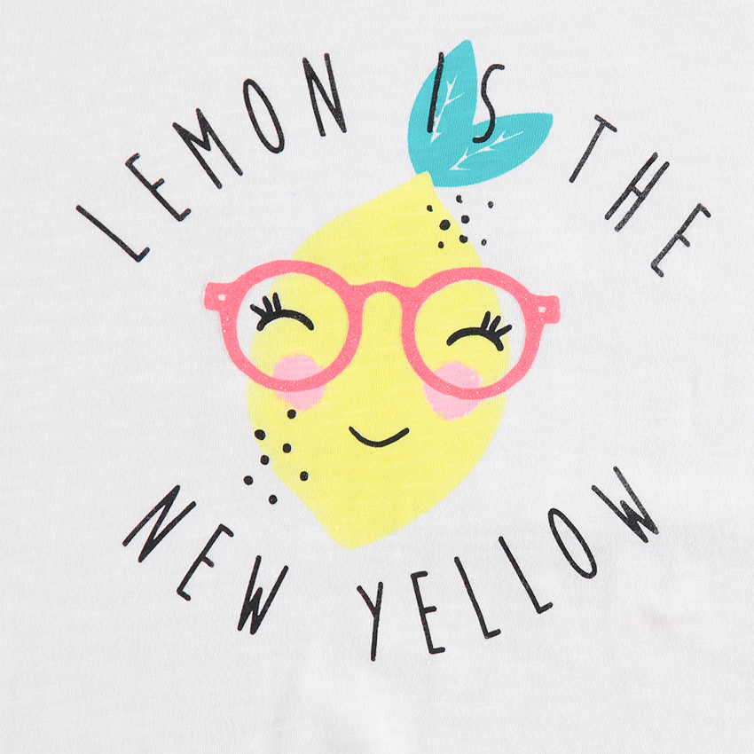 Junior - Tee-shirt manches courtes avec citron printé et liens à nouer 