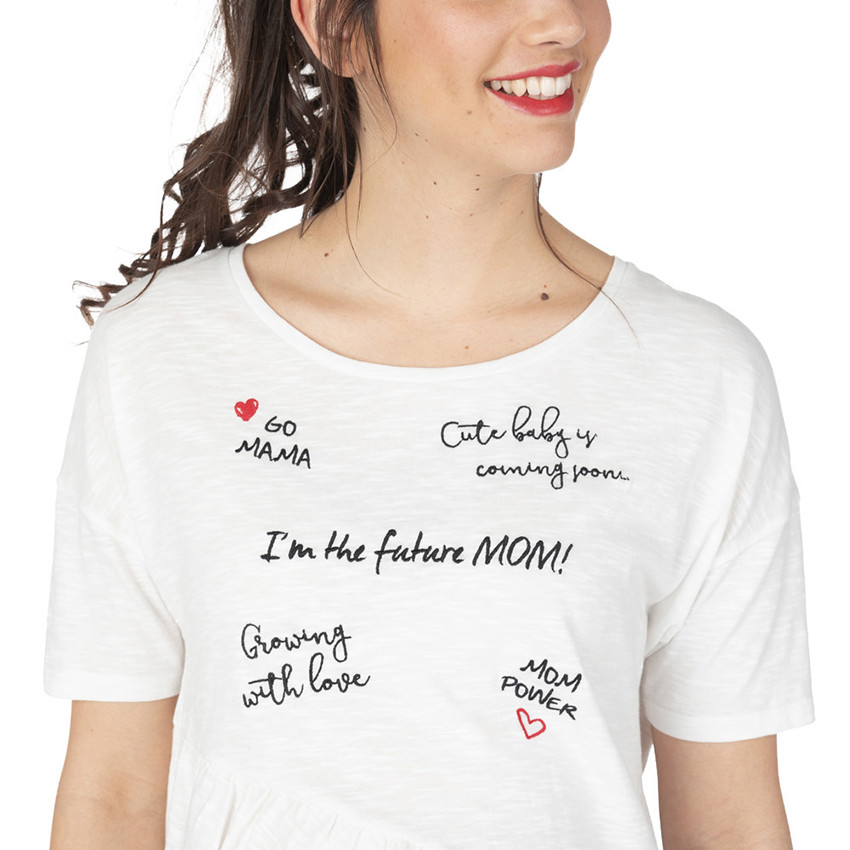 Tee-shirt manches courtes de grossesse avec inscriptions 