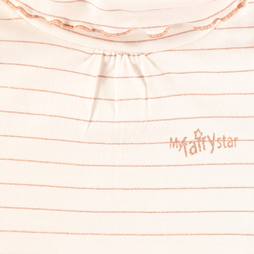 Sous-pull col roulé avec rayures pailletées cuivrées 