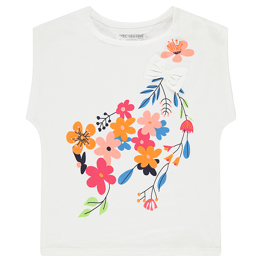 Tee-shirt manches courtes forme boîte avec fleurs printées 
