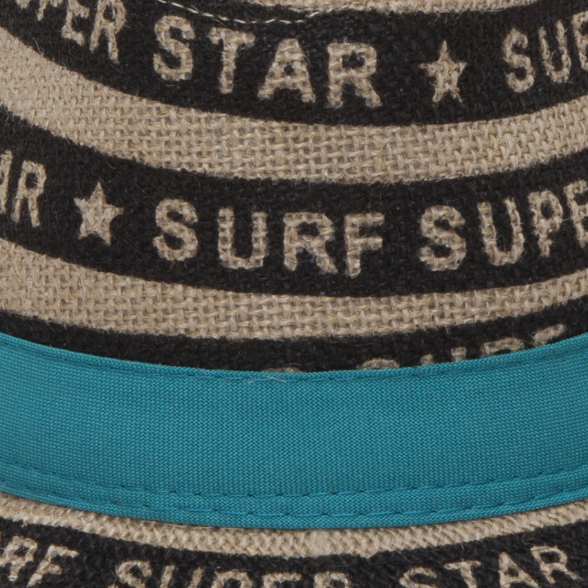 Borsalino en paille naturelle avec inscriptions printées 