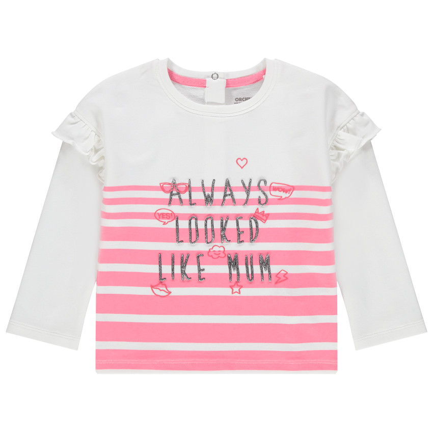 Sweat en molleton style marinière avec message pailleté 