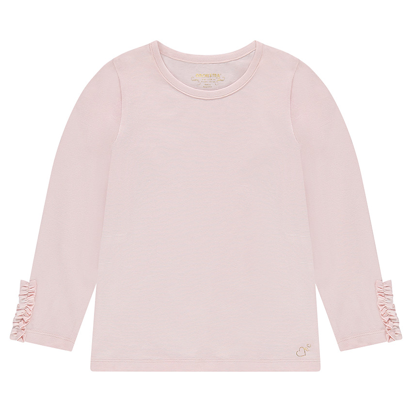Tee-shirt manches longues en jersey avec volant sur le bout des manches 