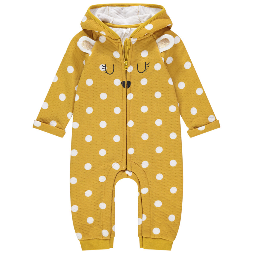 Combinaison longue à pois et détails brodés 