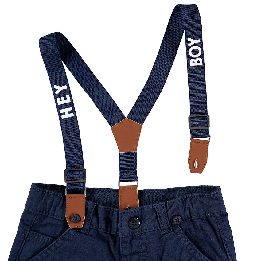 Pantalon en twill avec bretelles élastiquées amovibles 