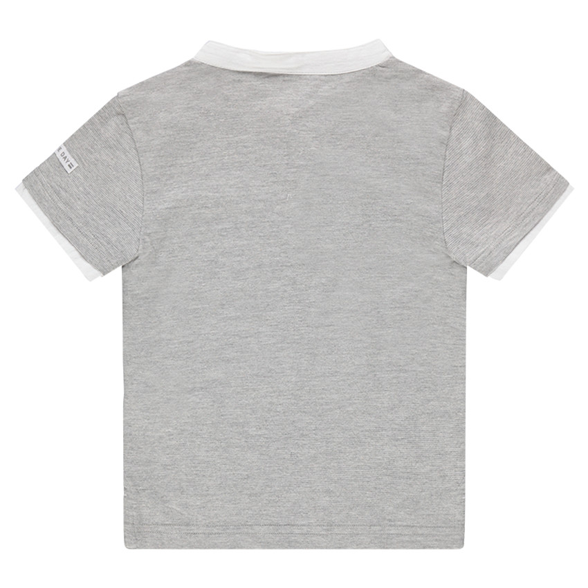 Tee-shirt manches courtes en jersey avec col fantaisie et poche 